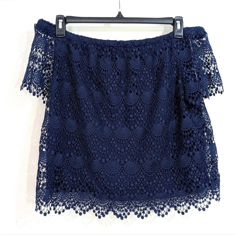ANA Blue Lace Off the Shoulder Blouse - Size XL Womens - A.N.A